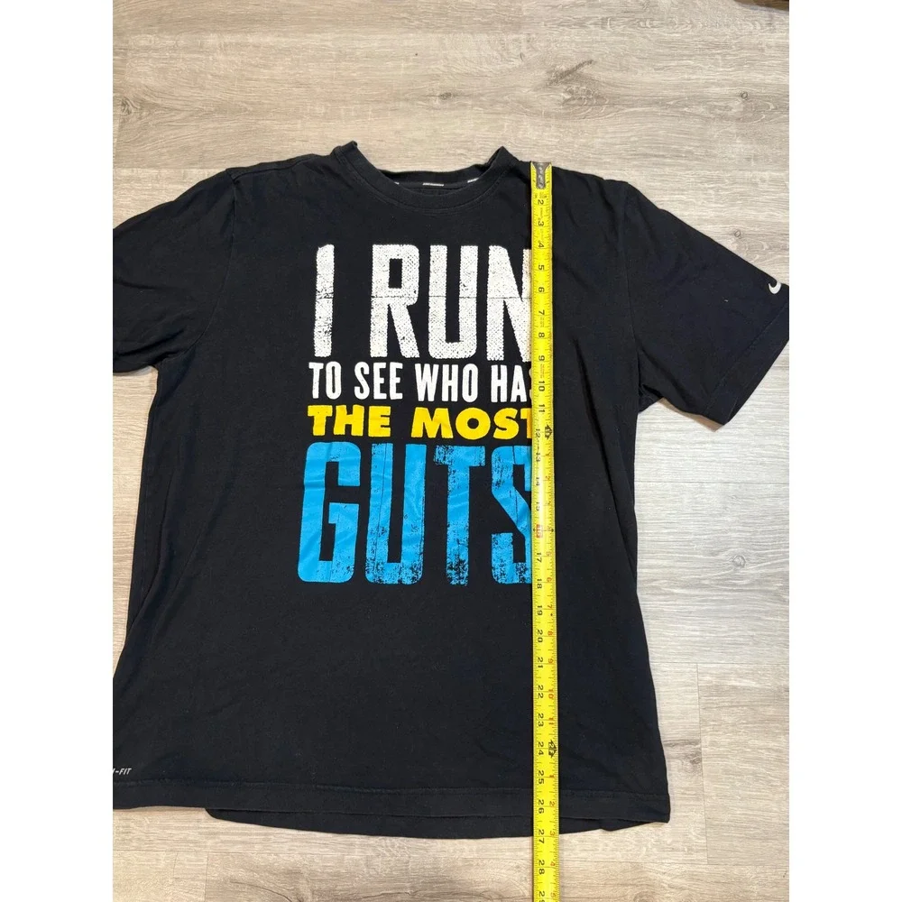 Nike Dri-FIT Running T-Shirt Graphic‎ Tee Athletic Top I Run Black L